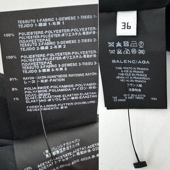 Balenciaga Mock Neck Mesh Cropped Top Long Ruched Sleeves Black 36 (US 4) - Picture 10 of 11